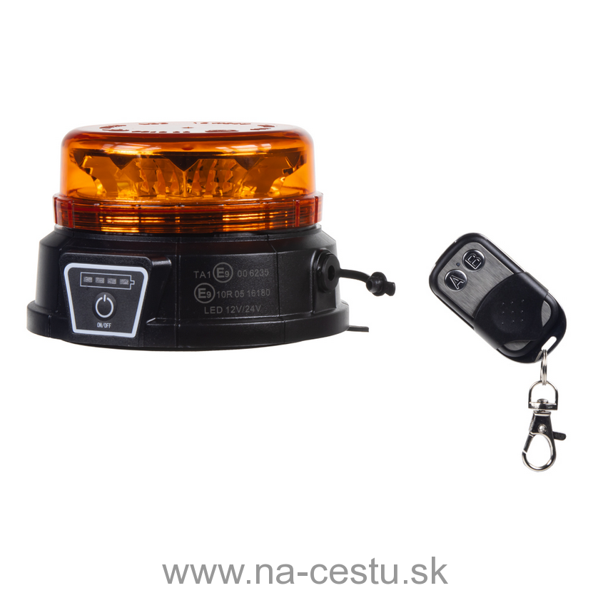 AKU LED maják, 12x3W oranžový, diaľkové ovládanie, magnet
