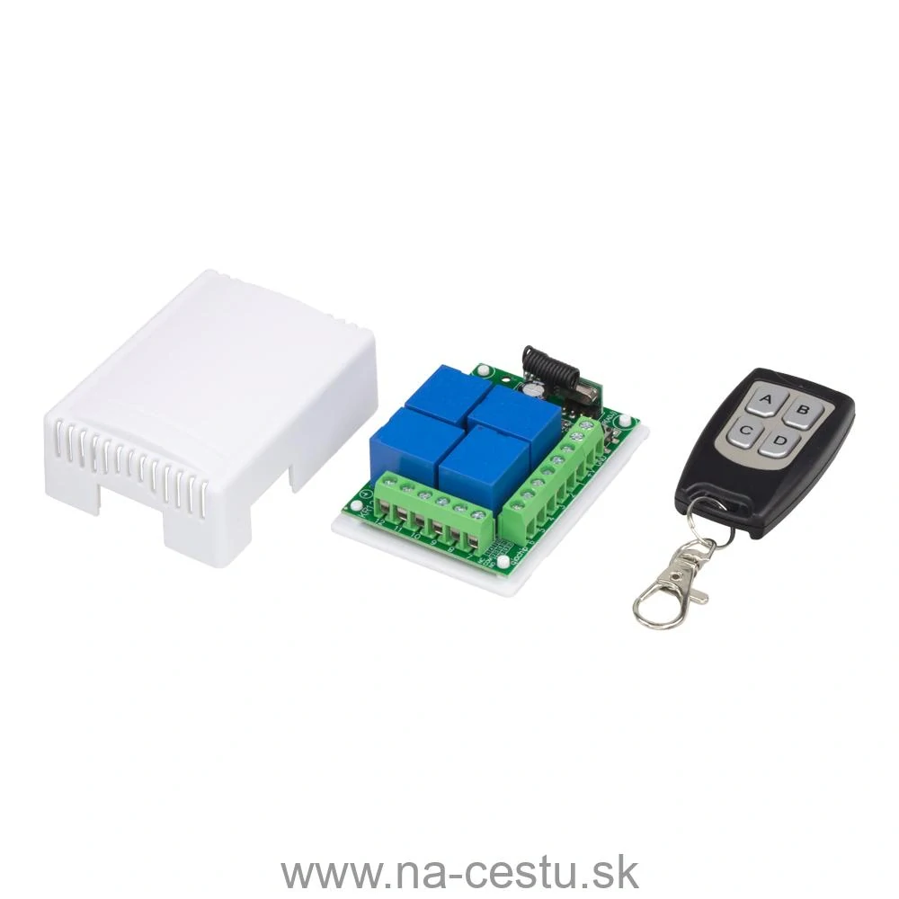 Diaľkovo ovládaný spínač 12V / 4 x 10A