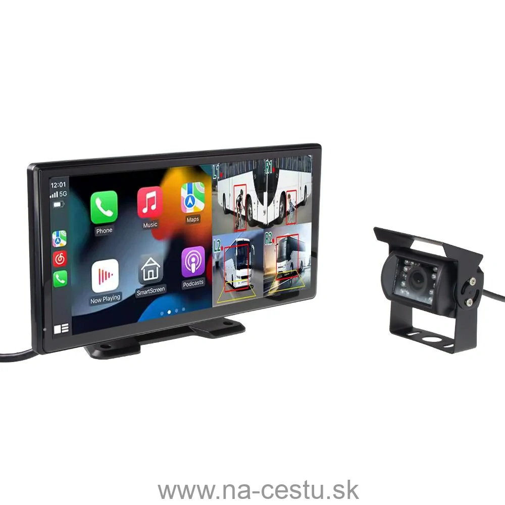 Set monitor 10,36 "4x 4PIN s Apple CarPlay, Android auto, Bluetooth, DVR, BSD, + kamera + 15m kábel