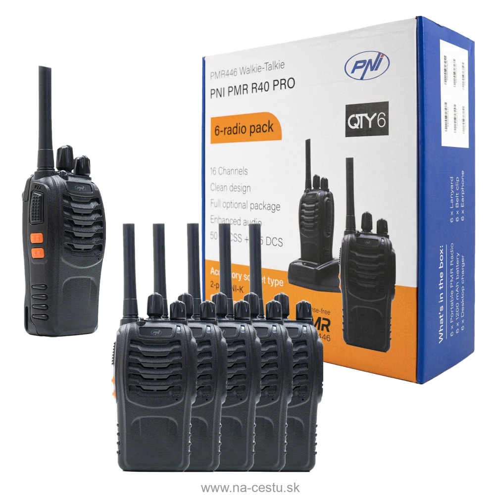 Sada 6 prenosných rádiostaníc PNI PMR R40 PRO