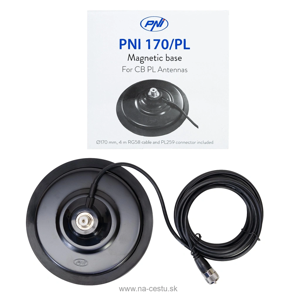 Magnetická základňa PNI 170/PL 170 mm, tenká, obsahuje 4 m kábel a zástrčku PL259