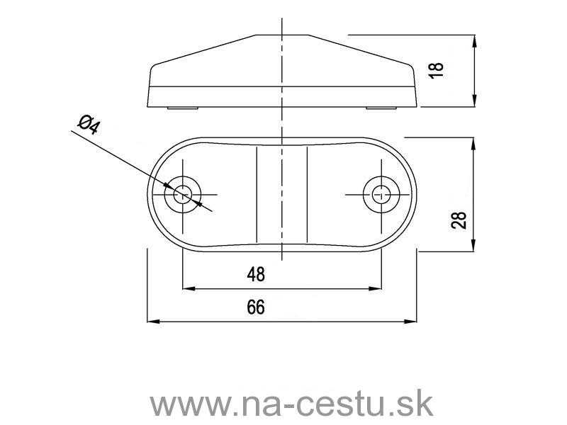 Predné obrysové svetlo LED, biely ovál, homologácia