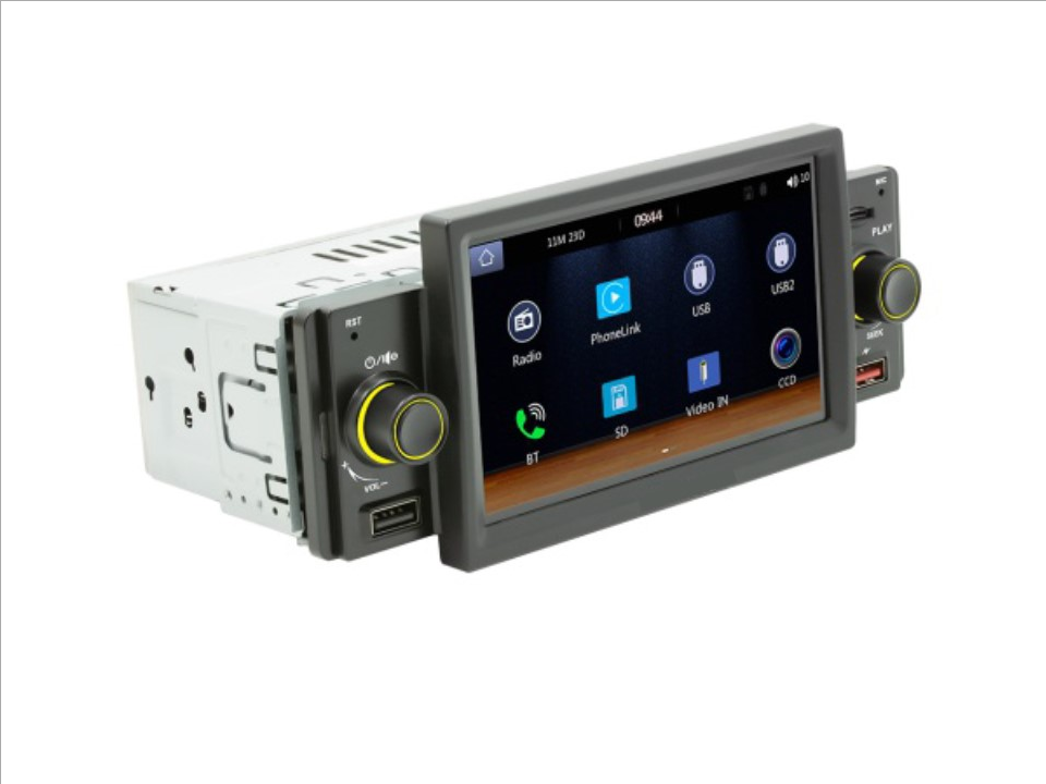 1DIN autorádio s 5" LCD/3x USB/SD/Blutooth/CarPlay/AndroidAuto