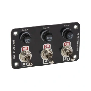 Panel s 3x spínačmi + 3x poistky, 12/24V
