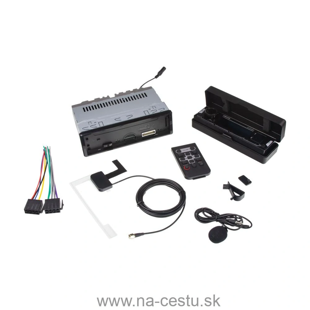 1DIN 12/24V DAB+/FM autorádio bez mechaniky USB/SD/AUX/BLUETOOTH, odnímateľný panel