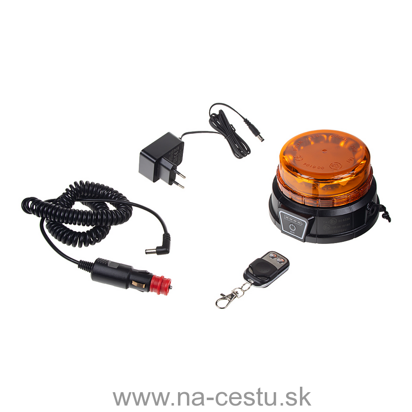 AKU LED maják, 12x3W oranžový, diaľkové ovládanie, magnet