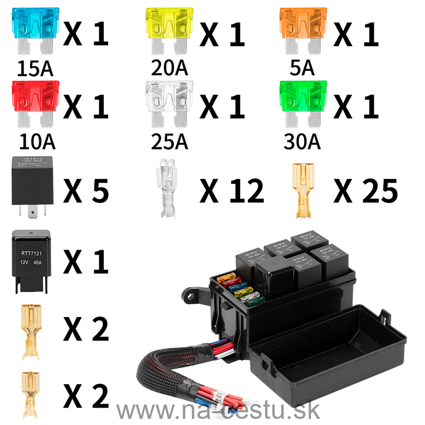 Reléový a poistkový box 6/6, osadený