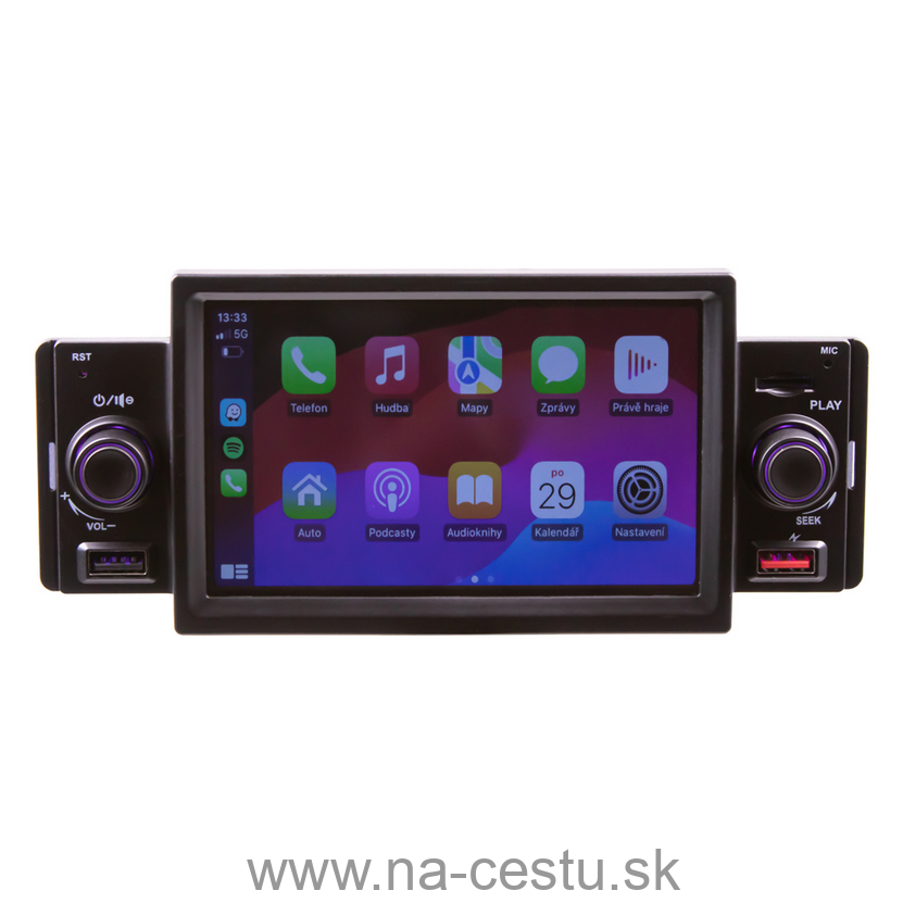1DIN autorádio s 5" LCD/3x USB/SD/Blutooth/CarPlay/AndroidAuto