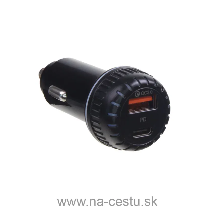 Autoadaptér USB/USB-C 12/24V PD/QC3.0