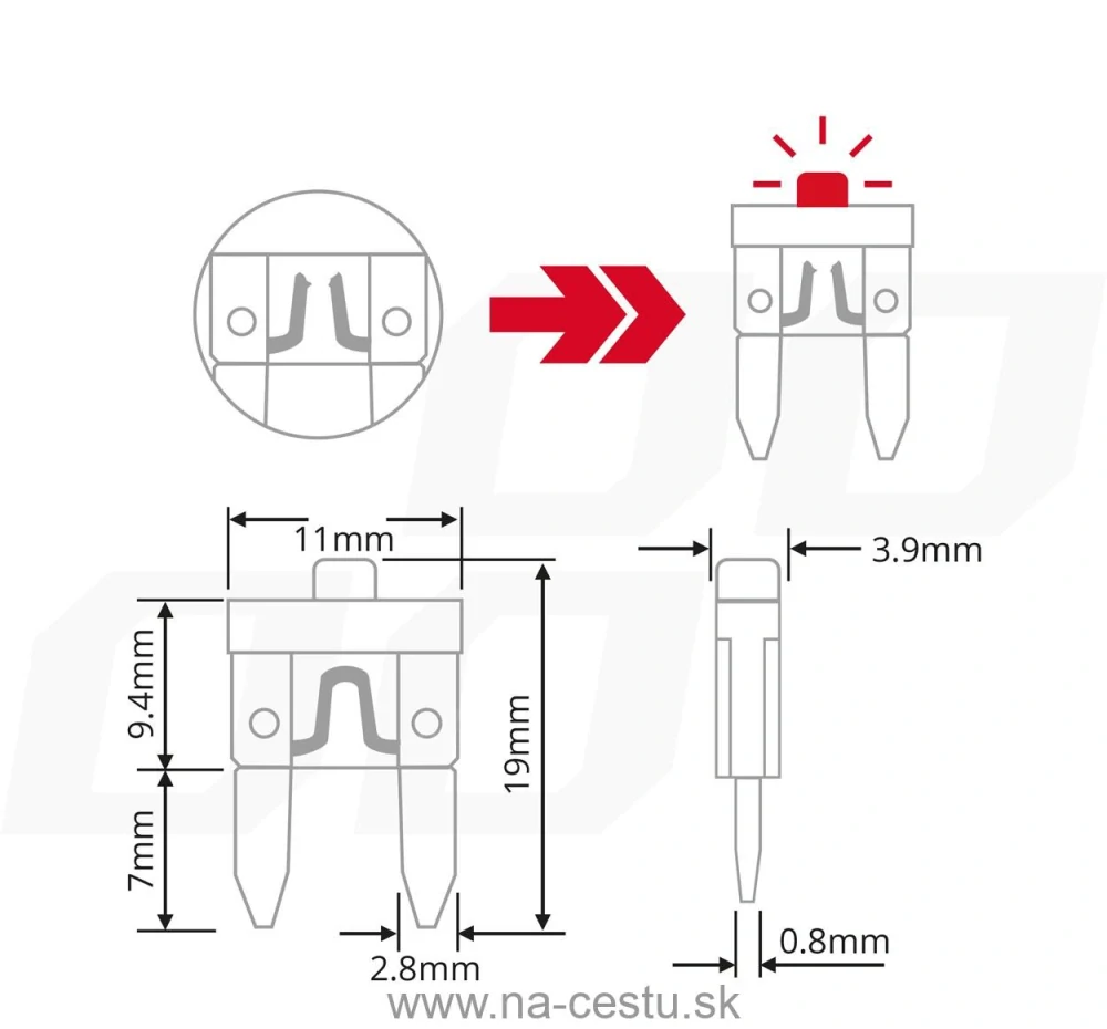 Autopoistky nožové mini s led diódou 10 ks