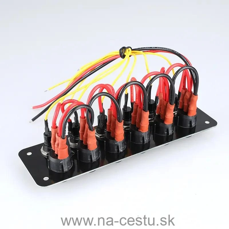Panel s 6x spínačmi + 6x poistky, 12/24V