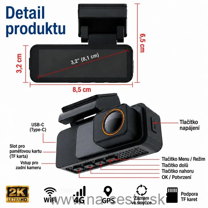 2K kamera s 3,2" LCD, 4G, GPS, Wi-Fi