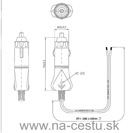 CL zástrčka s LED a káblom