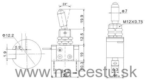 Páčkový spinac 20A s Červeným podsvietením