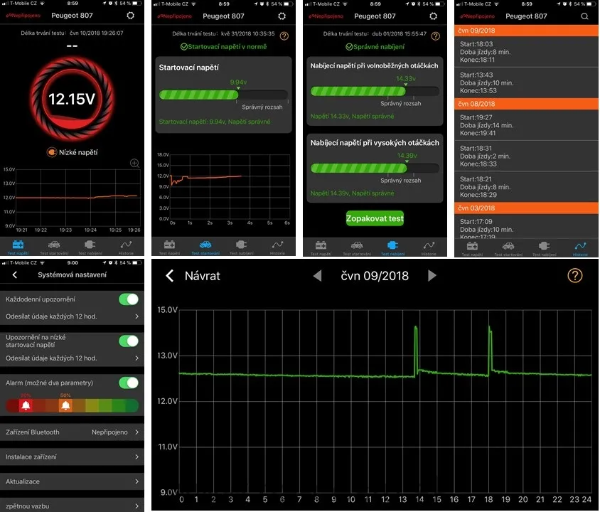 Bluetooth monitoring baterie