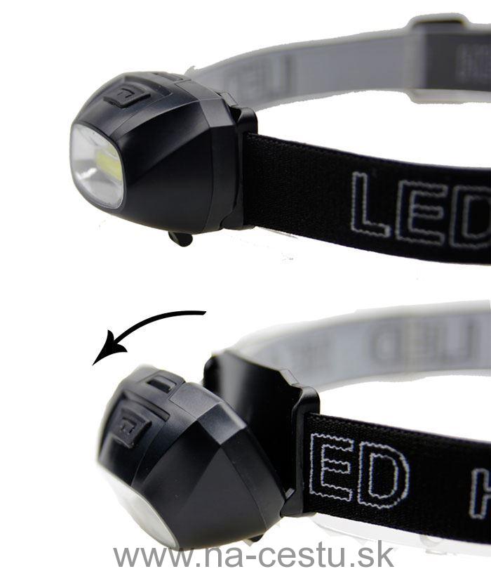 Svietidlo, čelovka LED COB, napájanie 3xAAA