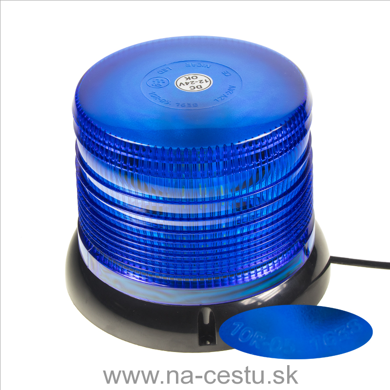 LED maják, 12-24V, modrý magnet, homologácia