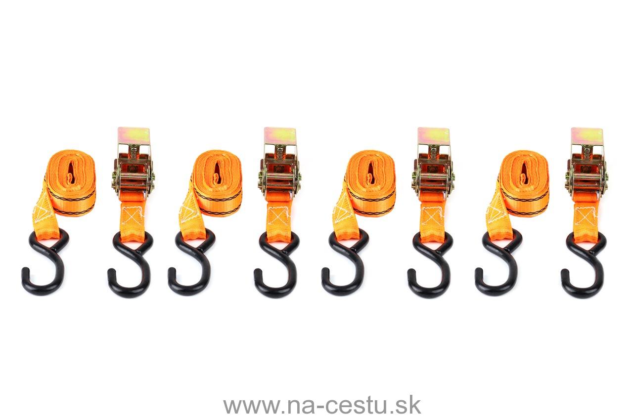 Upínacie pásy s račňou 700kg 25mm 4,5m 4ks