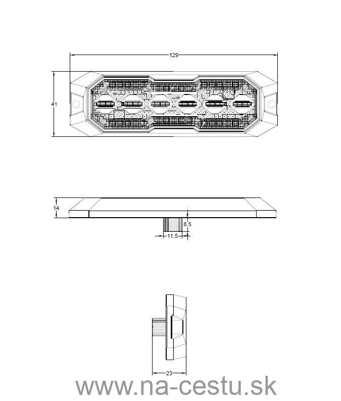 PROFI výstražné/pozičné LED svetlo, oranžové + biele, 12-24V, ECE R65
