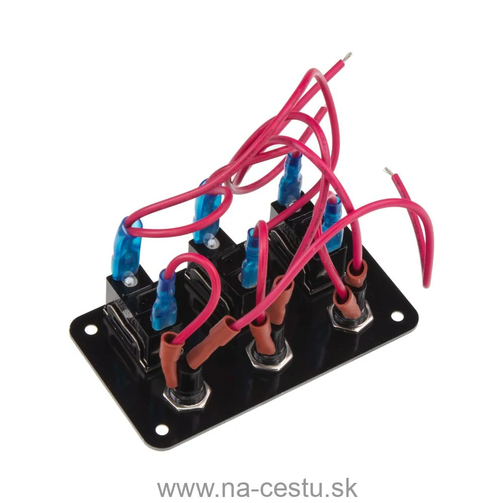 Panel s 3x spínačmi + 3x poistky, 12/24V