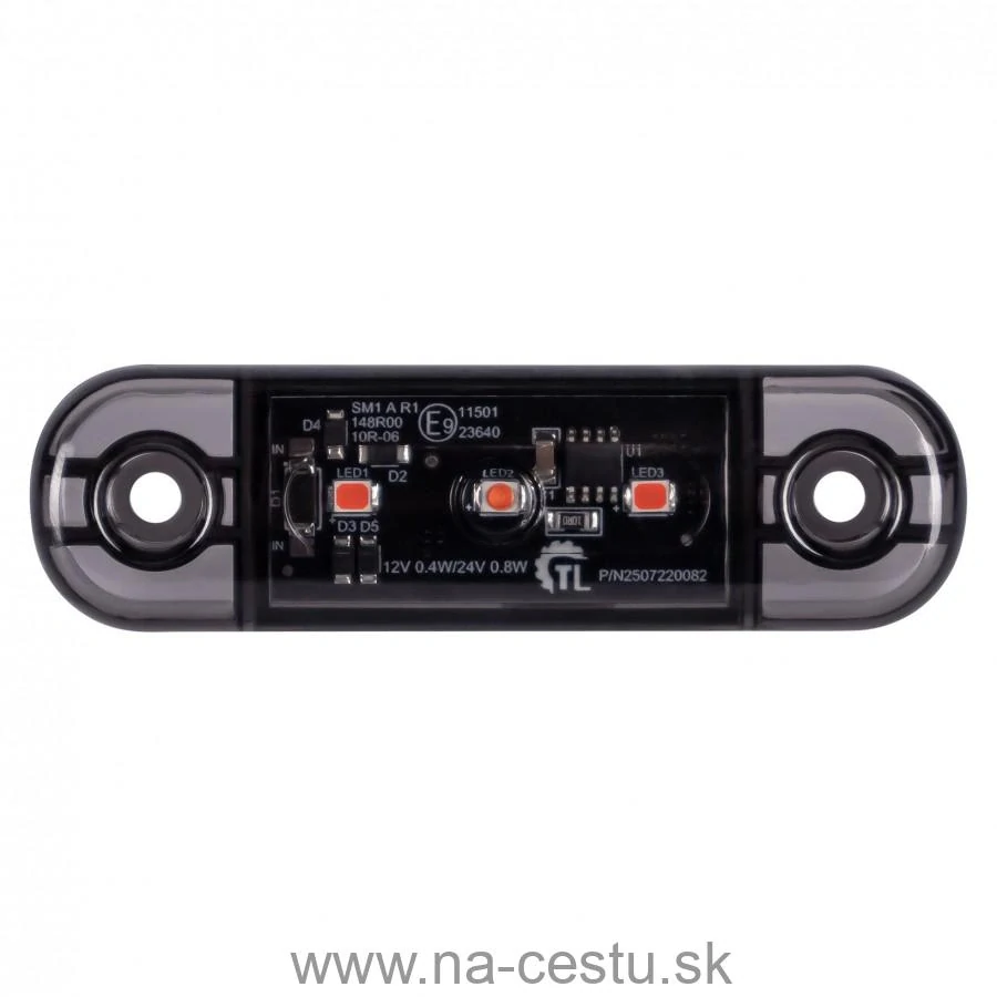 Obrysové svetlo 3LED 12/24V tmavo červené