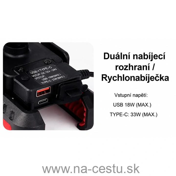 Univerzálny držiak telefónu na bicykel, motocykel s USB/USB-C nabíjačkou