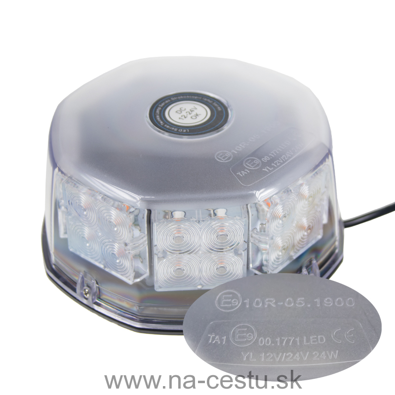 LED maják, 12-24V, oranžový, 32 LED, ECE R10, magnet
