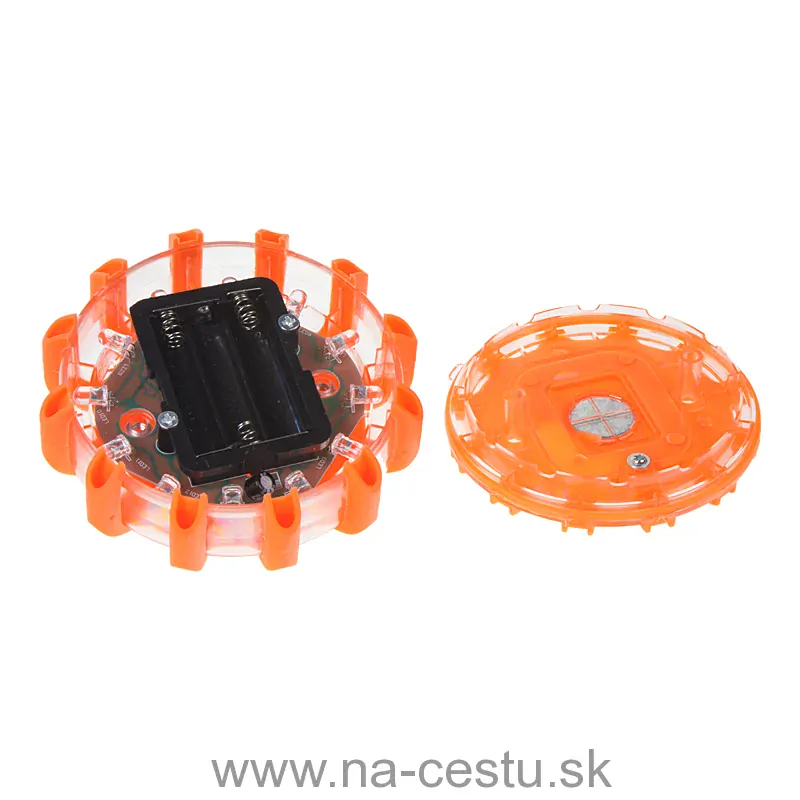 LED výstražné svetlo 12 + 3LED na 3x batériu AAA, oranžové