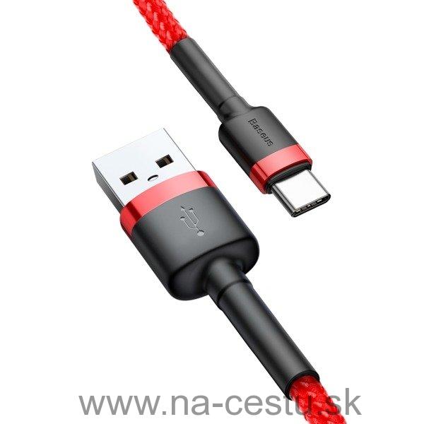 Kábel USB na USB-C BASEUS Cafule 3A 100cm červený