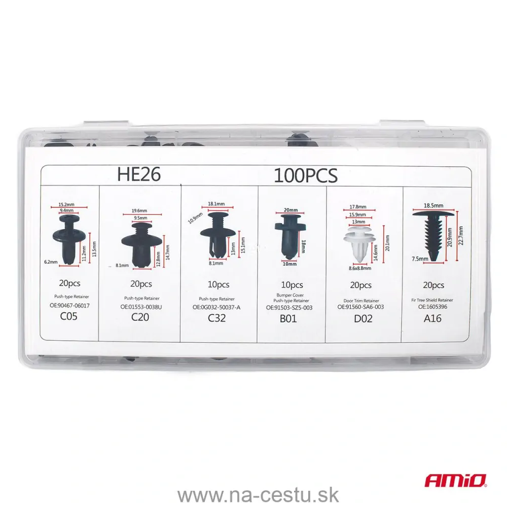 Spony a príchytky na čalúnenie vozidiel 100ks