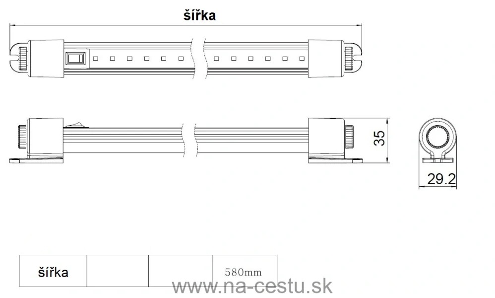 LED osvetlenie interiéru, 10-30V, 36LED, 580mm