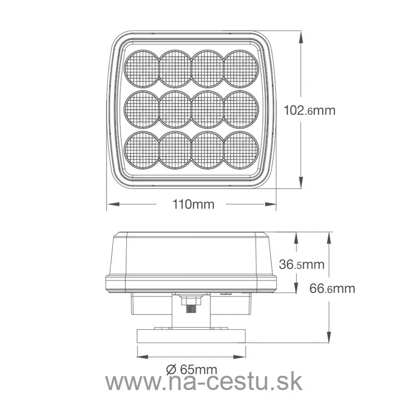 LED výstražné svetlo, oranžové, ECE R10, R65, set 2ks