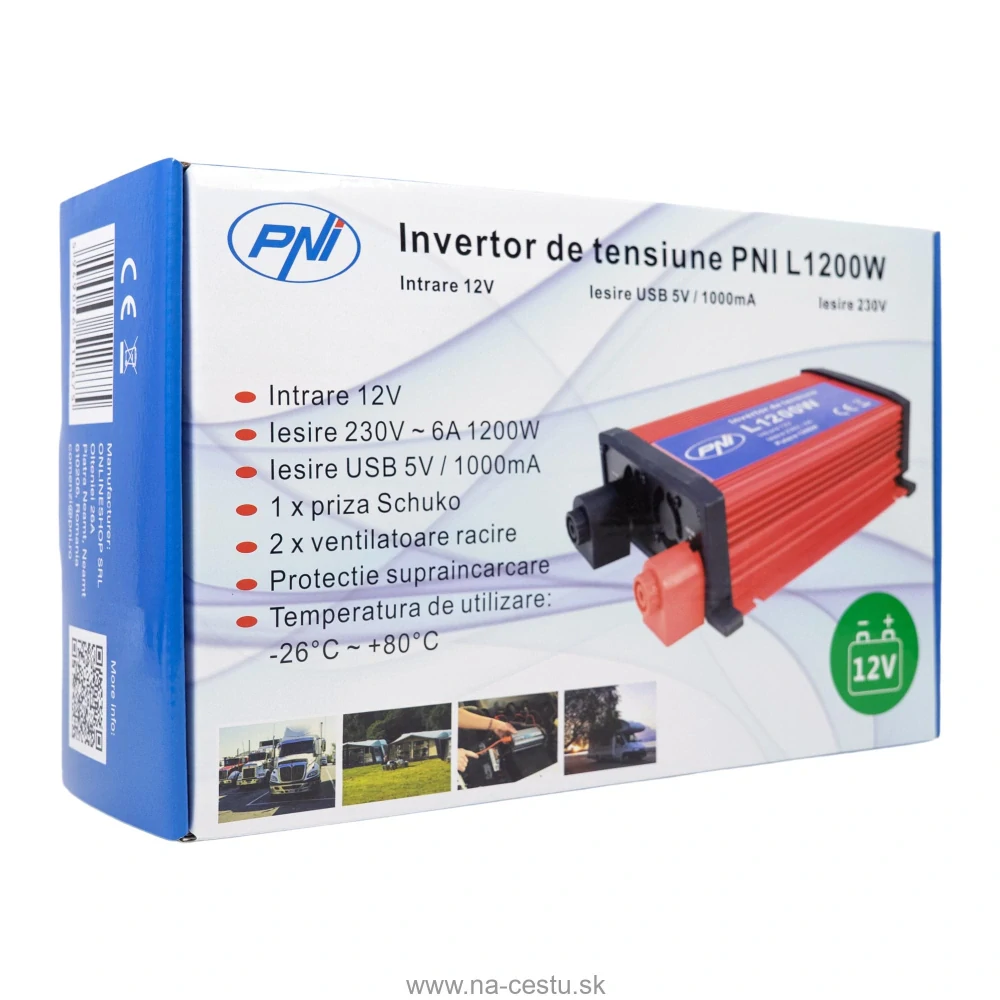 Napäťový menič PNI L1200W napájací zdroj 12V /230V výstup