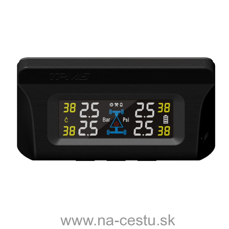TPMS kontrola tlaku v pneumatike 4 externé čidlá / solárne napájanie