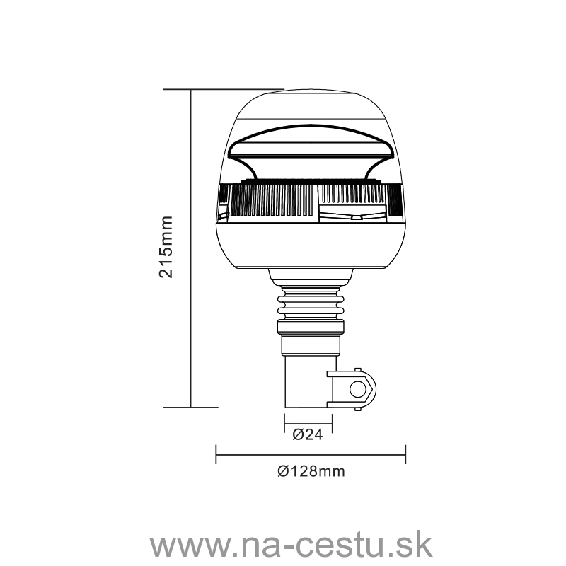 LED maják, 12-24V, 45xSMD2835 LED, oranžový, na držiak, ECE R65