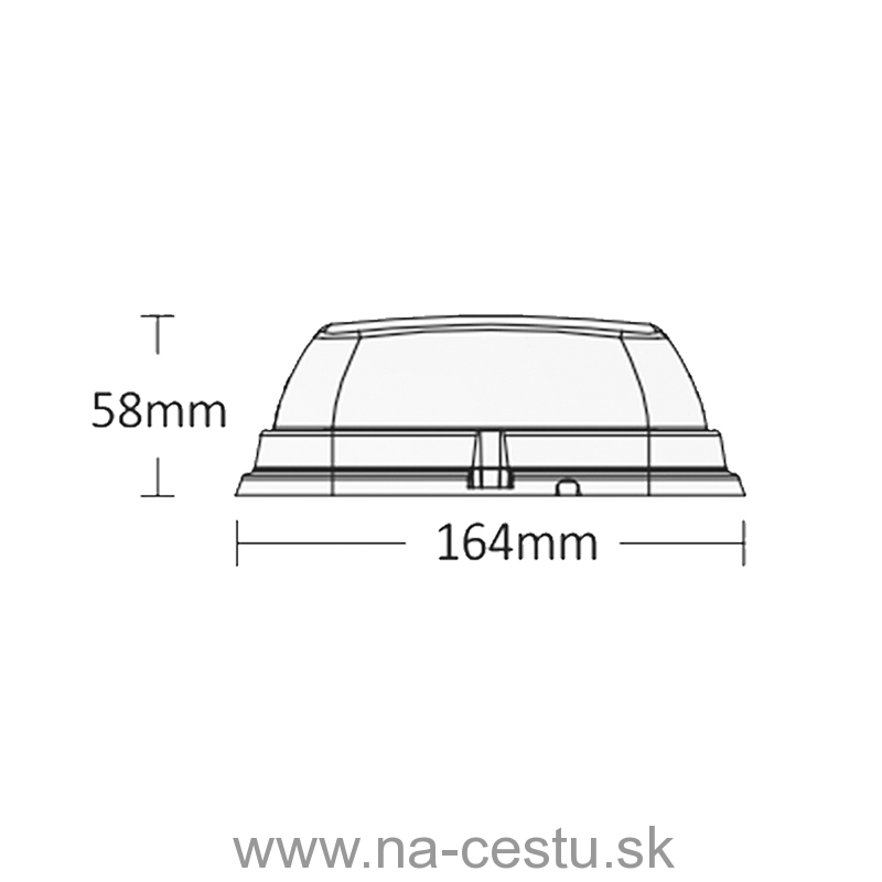 LED maják, 12-24V, 164 x 164mm, 64LED oranžový fix, ECE R10 R65