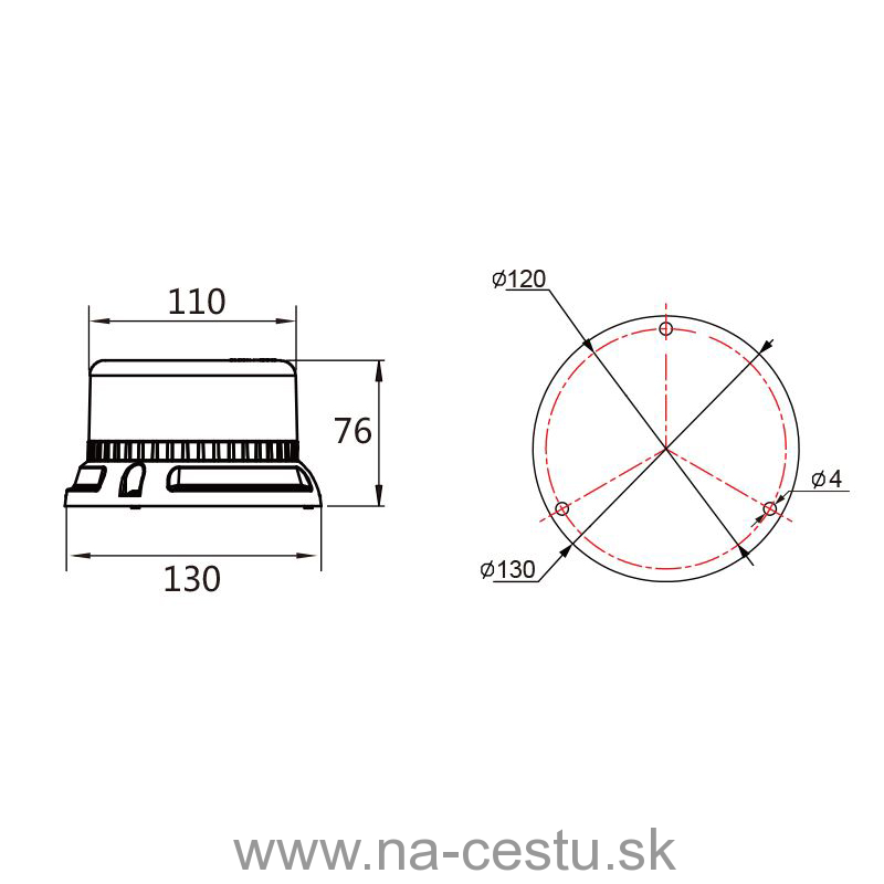 PROFI LED maják 12-24V 12x3W oranžový 133x76mm, ECE R65