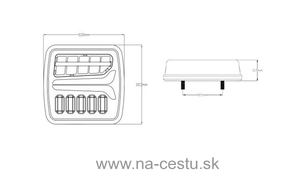 2x združená aku lampa zadné LED s bezdrôtovým pripojením k 7pin zástrčke, ECE R10