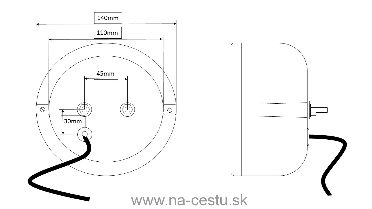 LED združená lampa - zadná 12-24V, ECE