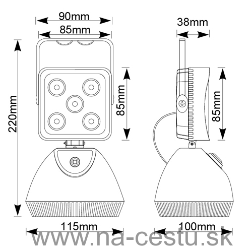 AKU pracovné LED svetlo s magnetom 15W