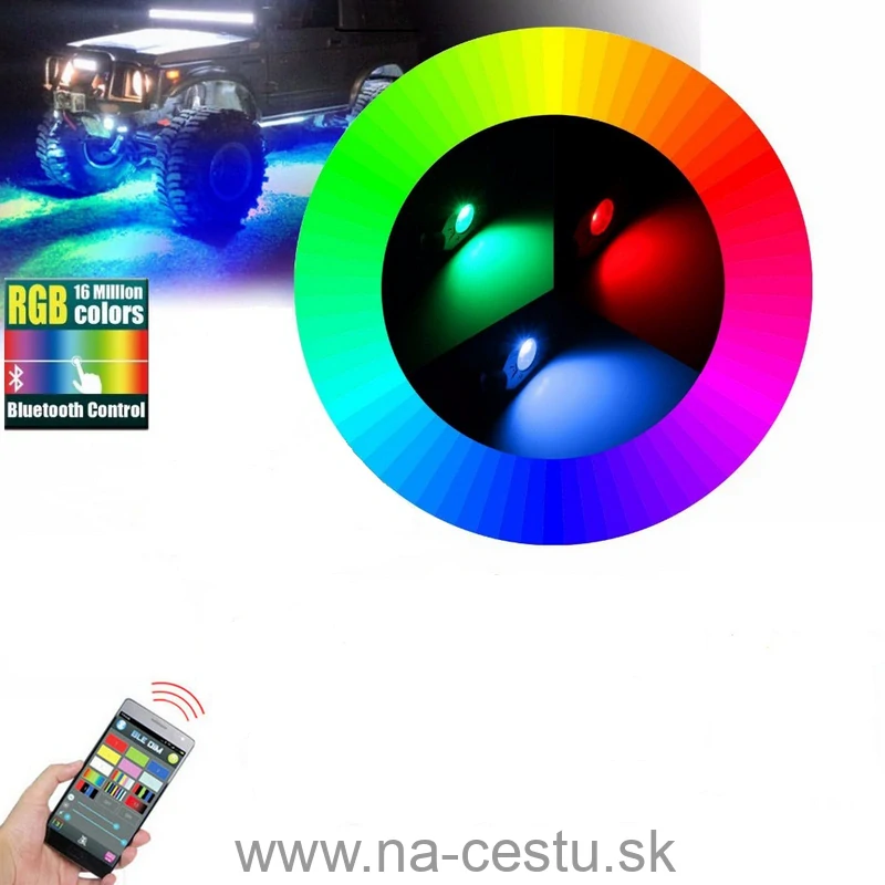 LED podsvietenie podvozku RGB 12V, Bluetooth, 24x3W