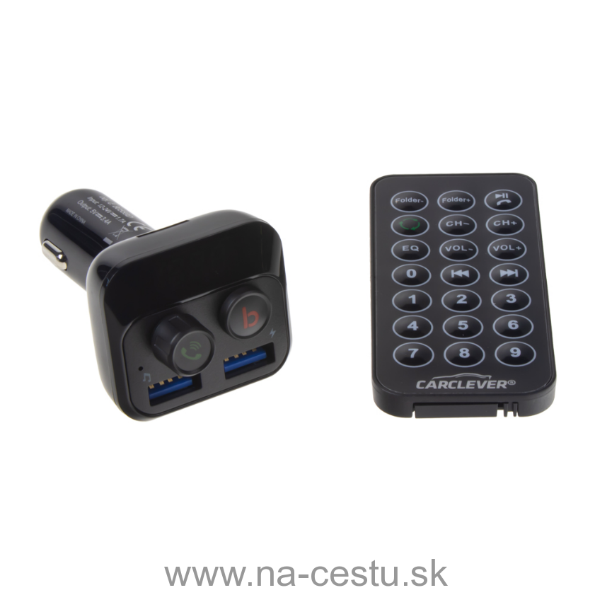 Bluetooth / MP3 / FM modulátor bezdrôtový s USB / SD portom do CL s Bass Booster, diaľkovým ovládačom