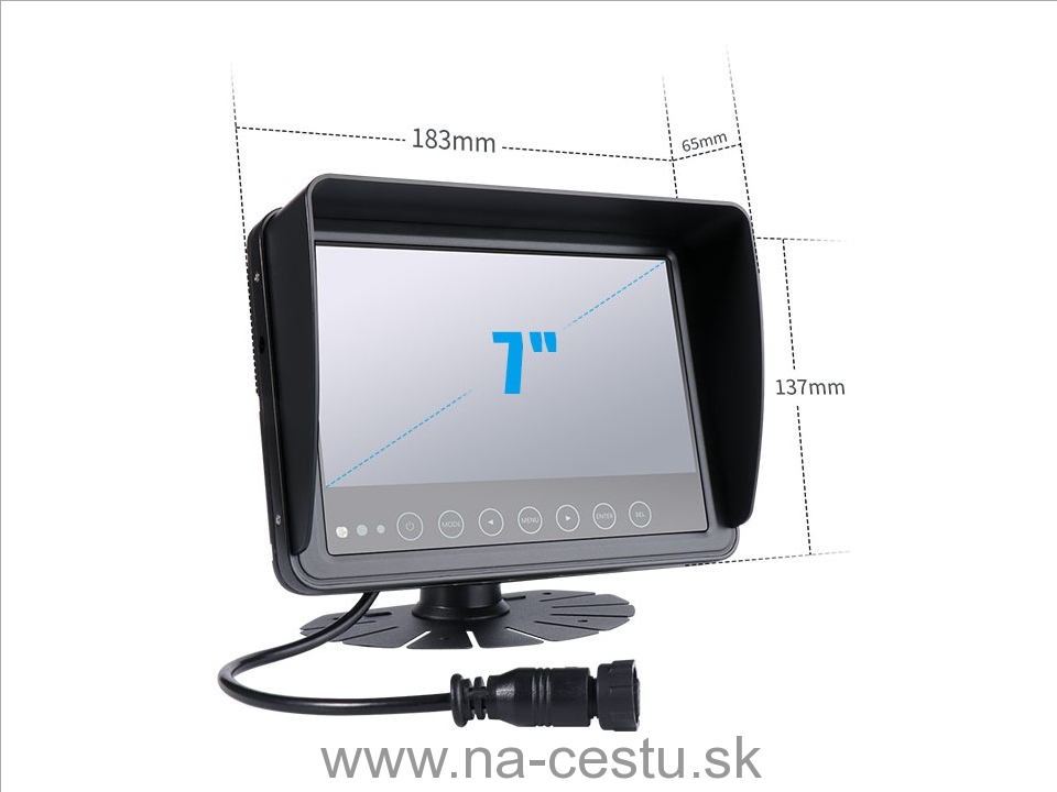AHD set Monitor 7" prachotesný/vodeodolný/nárazu odolný, 2x4PIN vstup + kamera + 15m kábel