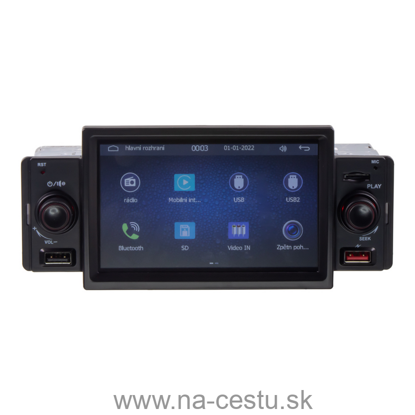 1DIN autorádio s 5" LCD/3x USB/SD/Blutooth/CarPlay/AndroidAuto
