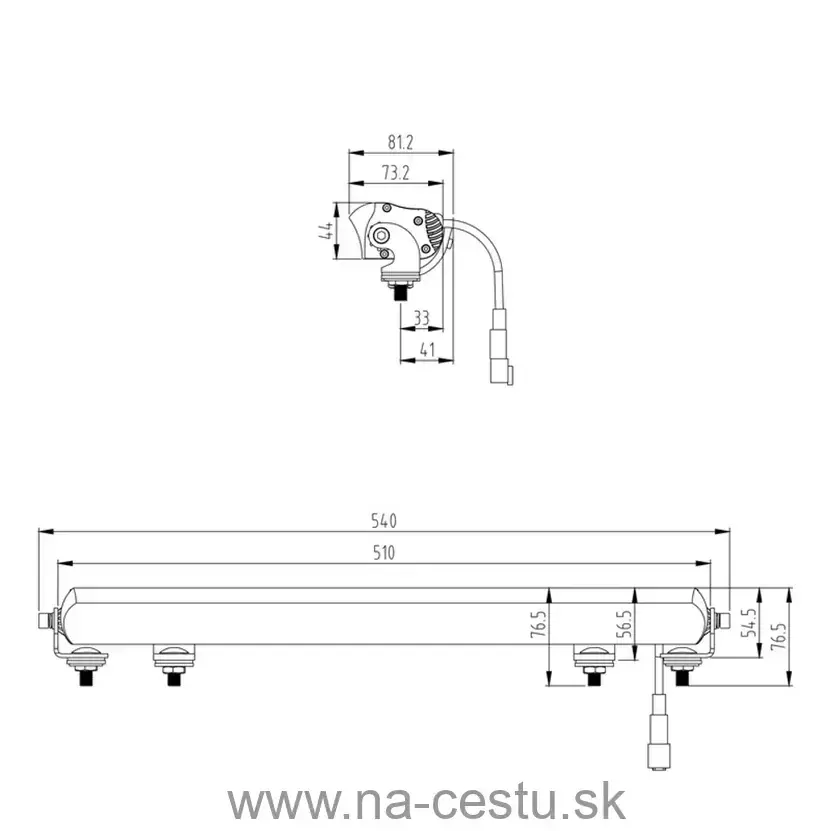 LED rampa s pozičným svetlom, 12x7W, 510mm, ECE R10/R112/R7