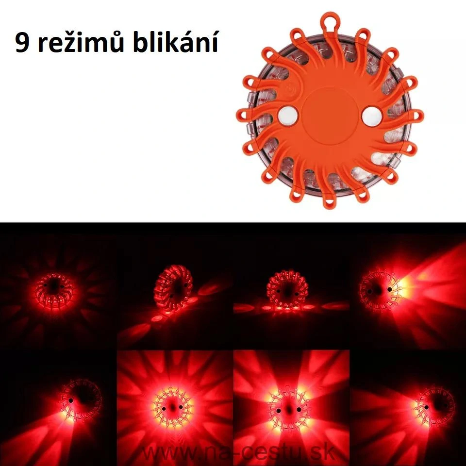 LED výstražné svetlo 16LED, oranžové, set 6ks