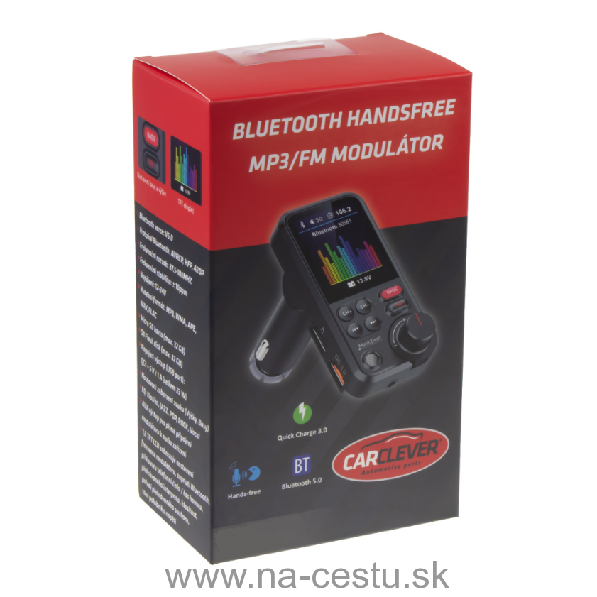 Bluetooth / MP3 / FM modulátor bezdrôtový s USB / SD portom do CL s TFT LCD