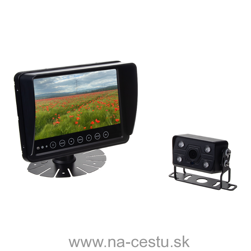 AHD set Monitor 7" prachotesný/vodeodolný/nárazu odolný, 2x4PIN vstup + kamera + 15m kábel