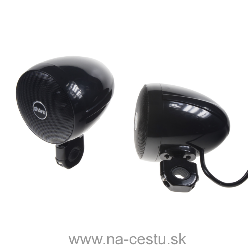 Zvukový systém s reproduktormi na motocykel, skúter, ATV s FM, USB, AUX, BLUETOOTH, farba čierna