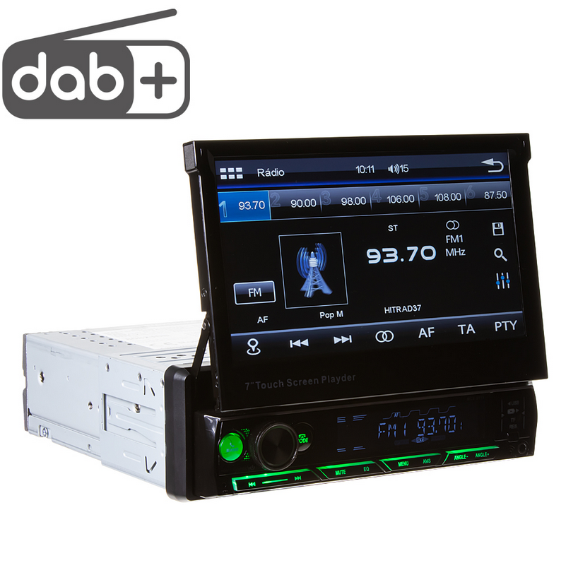1DIN DAB / FM autorádio s výsuvným 7" LCD, Mirror link, Bluetooth, SD/DUAL-USB/RDS/ČESKÉ MENU